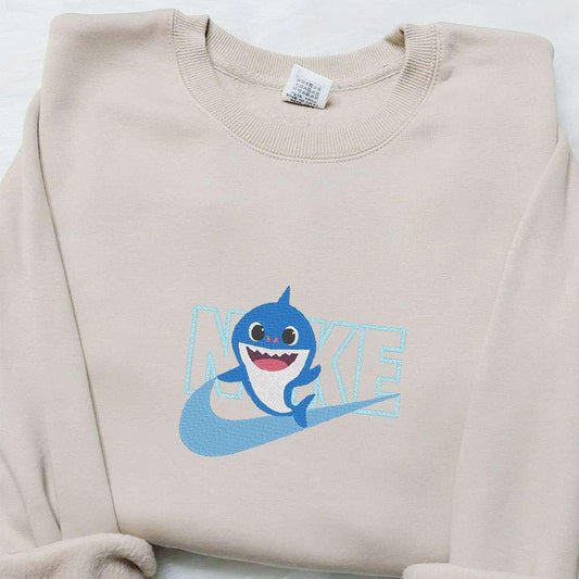 Nike x Baby Shark Embroidered Sweatshirt Custom Embroiderd Hoodie Best Gifts for Family