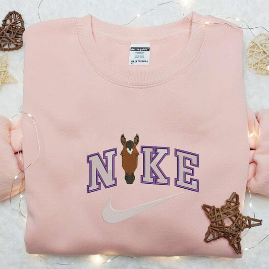 Horse Face x Nike Embroidered Sweatshirt Animal Embroidered Shirt Nike Inspired Embroidered T shirt