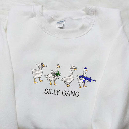 Silly Gang Goose Embroidered Shirt Animal Embroidered Shirt Funny Embroidered Shirt