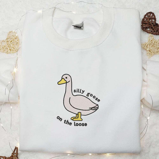 Silly Goose on the Loose Embroidered Shirt Animal Embroidered Shirt Cute Embroidered Shirt 1