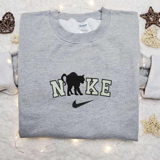 Nike x Scary Halloween Cat Embroidered Sweatshirt Happy Halloween Embroidered Sweatshirt Best Gifts for Halloween Lovers