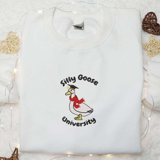Silly Goose University Embroidered Shirt Animal Embroidered Shirt Best Graduation Gifts