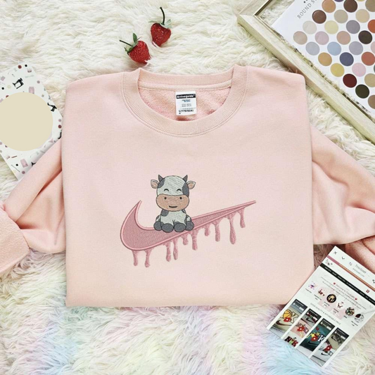 Milk Cow Swoosh Drip Embroidered Shirt, Inspired Famous Movie, Best Gift For Fans