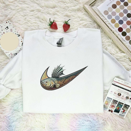 Fish Swoosh Animal Embroidered Shirt, Inspired Famous Movie, Best Gift For Fans