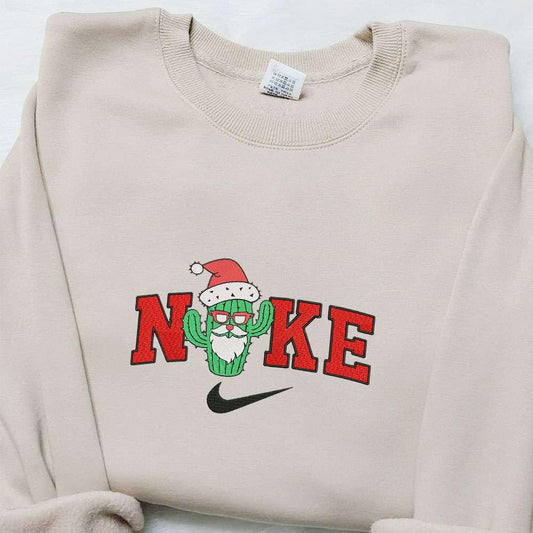 Cactus Santa Claus x Nike Christmas Embroidered Sweatshirt Christmas Embroidered Shirt Best Christmas Gift Ideas