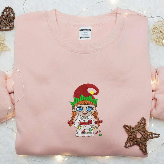 Annabelle Elf Embroidered Shirt Christmas Embroidered Hoodie Halloween Embroidered Sweatshirt