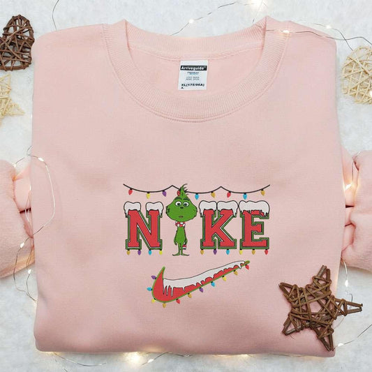 Baby Grinch Xmas x Nike Embroidered Shirt Christmas Embroidered Hoodie Nike Inspired Embroidered Sweatshirt