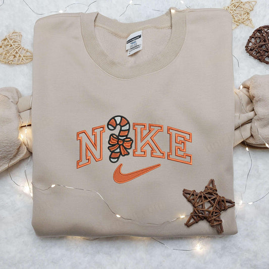 Candy Cane Orange x Nike Embroidered Shirt Nike Embroidered Shirt Christmas Embroidered Shirt 3