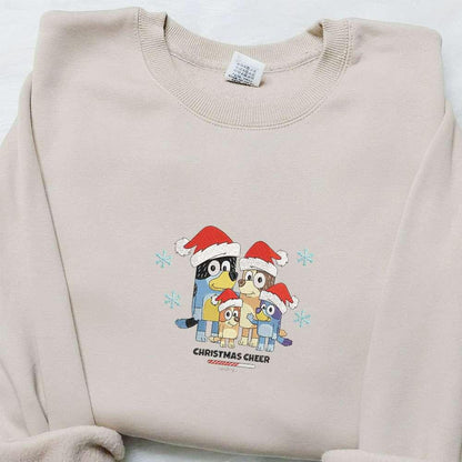 Bluey Family Christmas Cheer x Nike Swoosh Embroidered Shirt Christmas Embroidered Hoodie Best Gift Ideas For Family