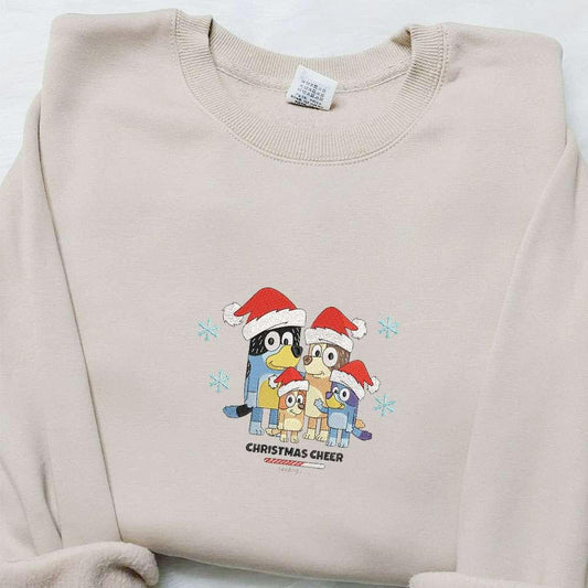 Bluey Family Christmas Cheer x Nike Swoosh Embroidered Shirt Christmas Embroidered Hoodie Best Gift Ideas For Family