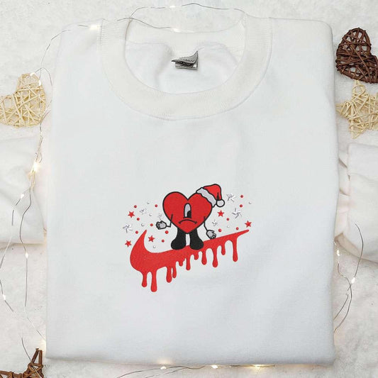 Bad Bunny Santa Hat x Nike Swoosh Embroidered Shirt Christmas Embroidered Hoodie Best Gifts For Family