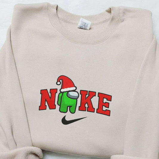 Among Us Christmas Hat x Nike Embroidered Sweatshirt Game Christmas Embroidered Shirt Best Christmas Gift Ideas