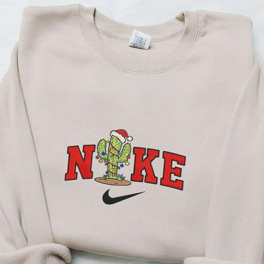 Cactus Christmas Light x Nike Embroidered Sweatshirt Christmas Embroidered Shirt Best Christmas Gift Ideas