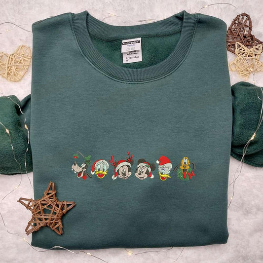 All Disney Characters Christmas Embroidered T shirt Disney Christmas Embroidered Shirt Best Christmas Gift Ideas