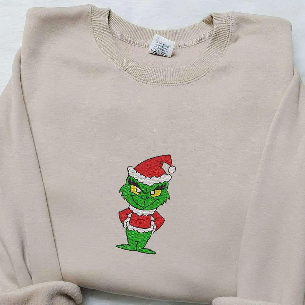 Baby Grinch Smile Embroidered Shirt Christmas Embroidered Hoodie Best Gifts For Family