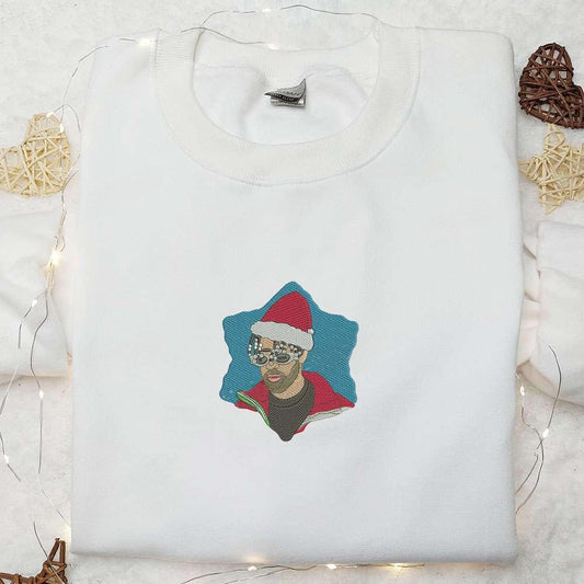 Bad Bunny Xmas Embroidered Shirt Celebrity Embroidered Hoodie Christmas Embroidered Shirt 1