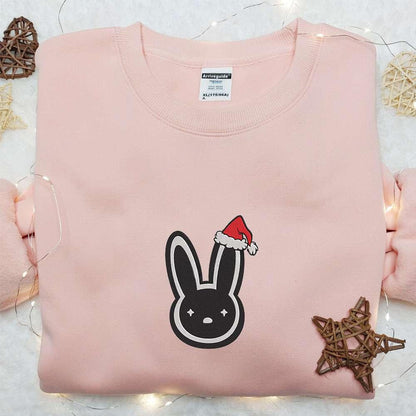 Bad Bunny Logo Christmas Hat Embroidered Shirt Christmas Embroidered Hoodie Best Gifts For Family