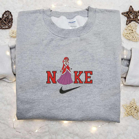 Ariel Disney Christmas x Nike Embroidered Sweatshirt Cartoon Christmas Embroidered Shirt Best Christmas Gift Ideas