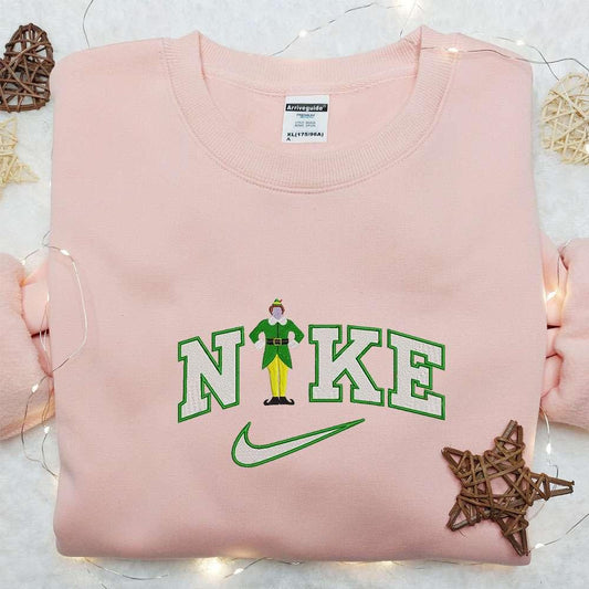 Buddy Elf x Nike Embroidered Shirt Christmas Movie Embroidered Hoodie Best Gifts For Family
