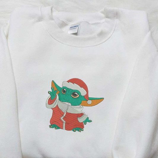 Baby Yoda Xmas Embroidered Shirt Christmas Embroidered Hoodie Best Gifts For Family