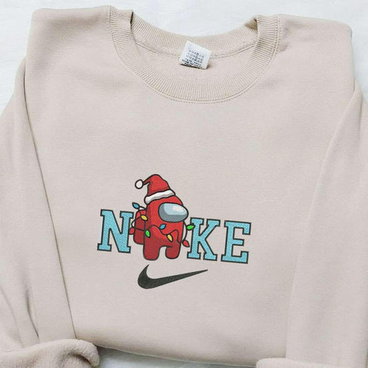 Among Us Christmas x Nike Embroidered Sweatshirt Game Christmas Embroidered Shirt Best Christmas Gift Ideas