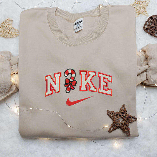Candy Cane x Nike Embroidered Shirt Nike Embroidered Shirt Christmas Embroidered Shirt