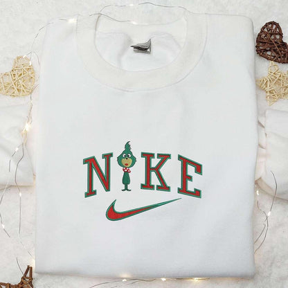 Baby Grinch x Nike Embroidered Shirt Christmas Embroidered Hoodie Nike Inspired Embroidered Sweatshirt