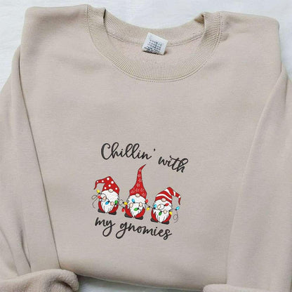 Chillin With My Gnomies Embroidered Shirt Christmas Embroidered Hoodie Best Gifts For Family 1
