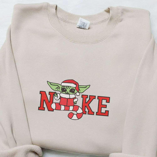 Bad Yoda Santa Claus Christmas x Nike Embroidered Sweatshirt Movie Christmas Embroidered Shirt Best Christmas Gift Ideas