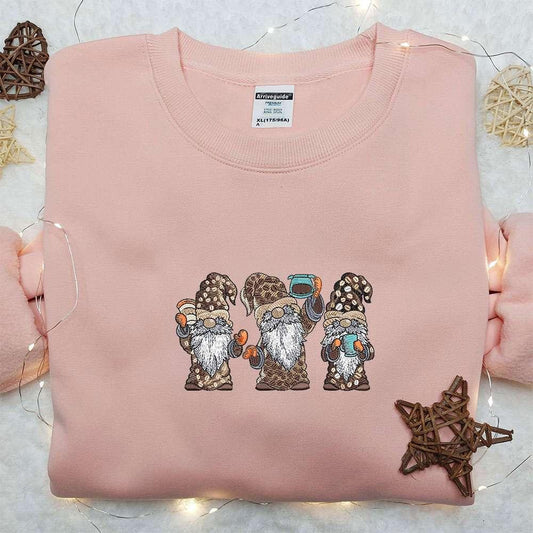 Coffee Gnomes Embroidered Shirt Unisex Embroidered Shirt Best Gifts for Family