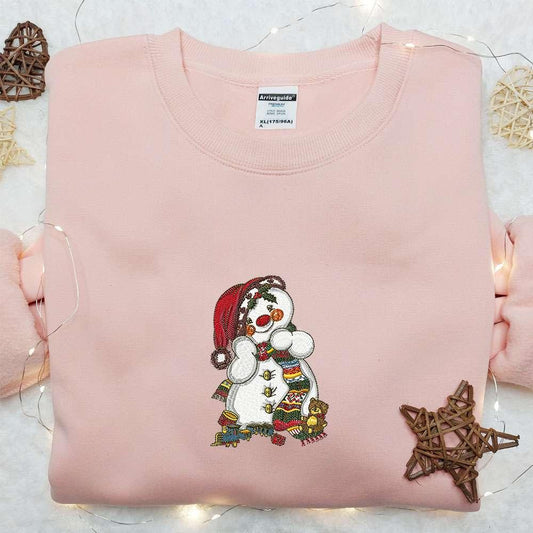 Cute Vintage Snowman Embroidered Hoodie Christmas Embroidered Hoodie Best Christmas Gift Ideas For Family