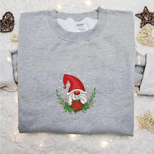 Christmas Gnome Mistletoe Embroidered Hoodie Cute Christmas Embroidered Shirt Best Christmas Gift Ideas