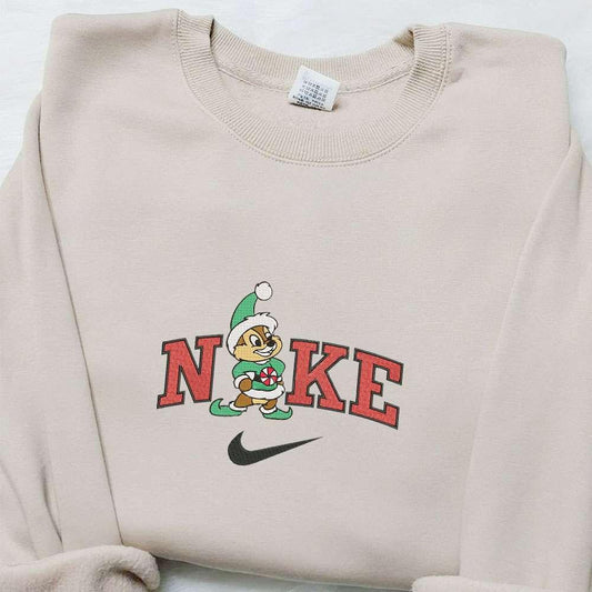 Chip Disney x Nike Christmas Embroidered Sweatshirt Cartoon Christmas Embroidered Shirt Best Christmas Gift Ideas