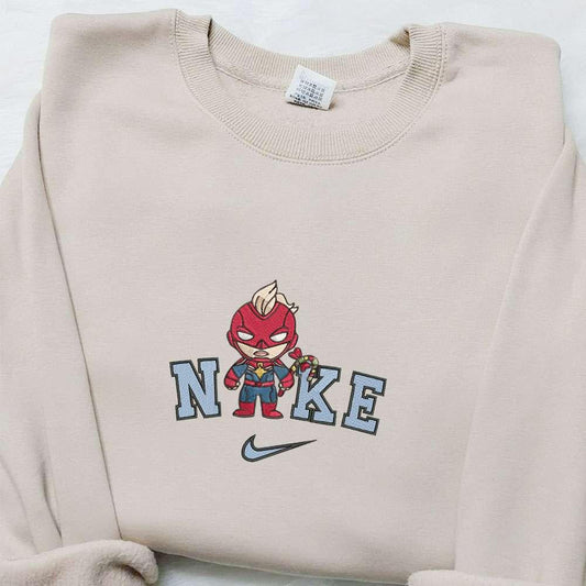 Chibi Captain America x Nike Christmas Embroidered Sweatshirt Cartoon Christmas Embroidered Shirt Best Christmas Gift Ideas