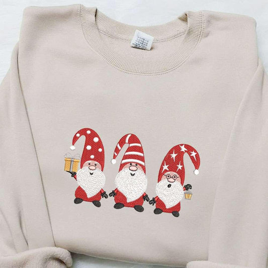 Christmas Little Gnomes Embroidered Hoodie Christmas Embroidered Hoodie Best Christmas Gift Ideas