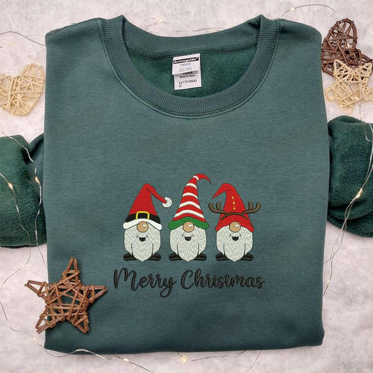 Christmas Gnomes Winter Embroidered Hoodie Christmas Embroidered Shirt Best Christmas Gift Ideas For Family