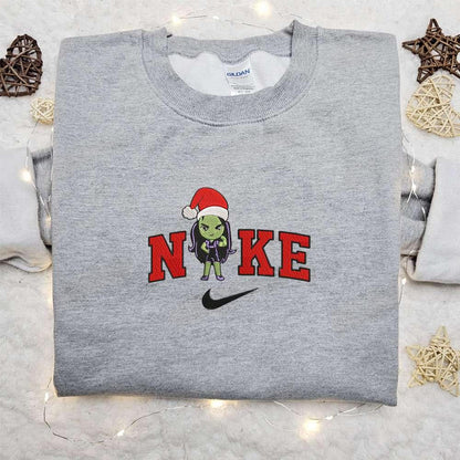 Chibi Jennifer Walters x Nike Christmas Embroidered Sweatshirt Marvel Characters Movie Merry Christmas Embroidered Shirt Best Christmas Day Gift Ideas