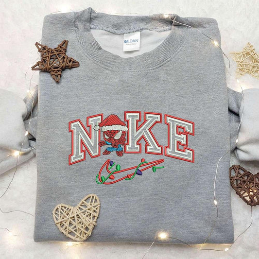 Chibi Spider Man Xmas x Nike Embroidered Sweatshirt Nike Inspired Embroidered Shirt Best Christmas Gift Ideas