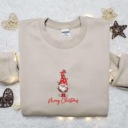 Christmas Cute Gnome Embroidered Shirt Cute Christmas Embroidered T shirt Best Christmas Gift Ideas For Family