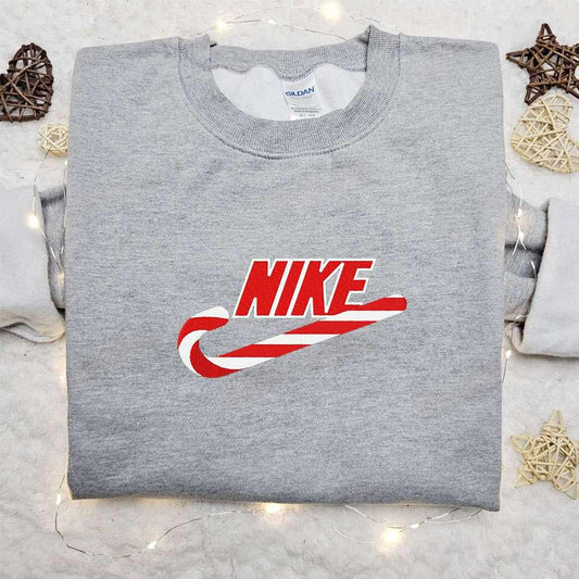 Christmas Candy x Nike Embroidered Sweatshirt Nike Inspired Embroidered Shirt Christmas Gift Ideas
