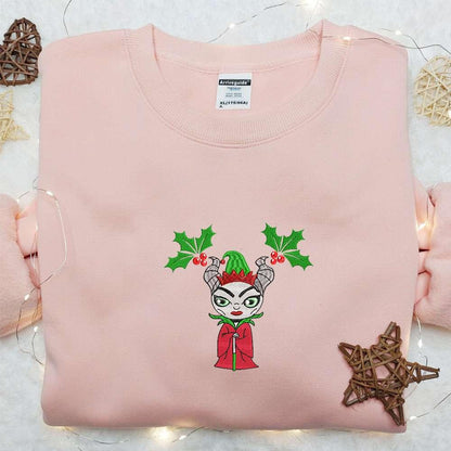Chibi Maleficent Elf Embroidered Shirt Christmas Embroidered Hoodie Best Gifts For Family