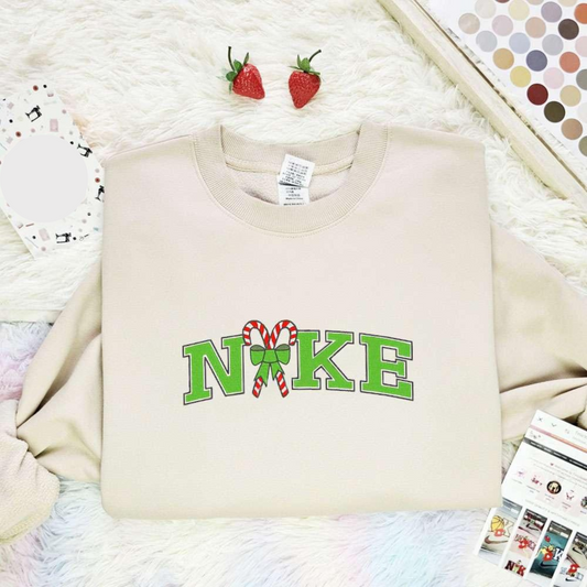 Candy Cane Bow Christmas Embroidered Shirt, Best Christmas Gift Ideas For Family