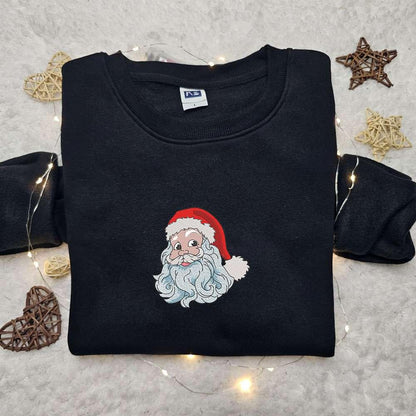 Vintage Santa Head Embroidered Shirt Retro Christmas Embroidered Hoodie Best Christmas Gifts For Family