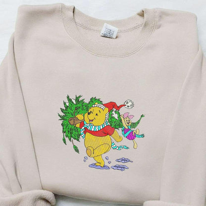 Winnie The Pooh And Piglet Christmas Embroidered Shirt Disney Embroidered Shirt Best Christmas Gift Ideas