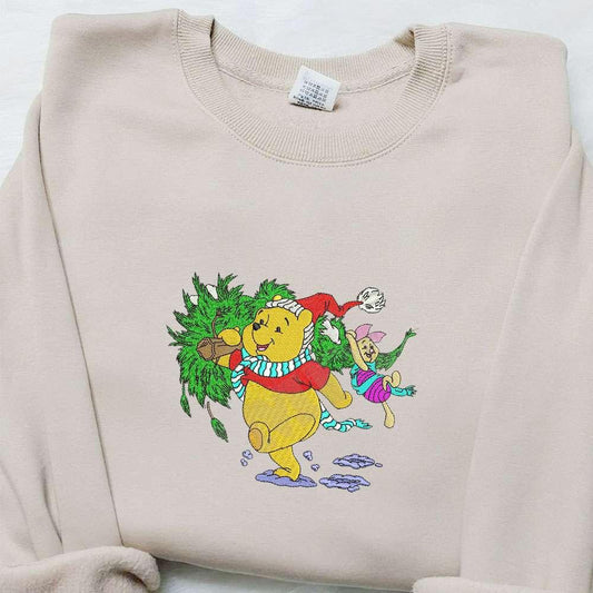 Winnie The Pooh And Piglet Christmas Embroidered Shirt Disney Embroidered Shirt Best Christmas Gift Ideas