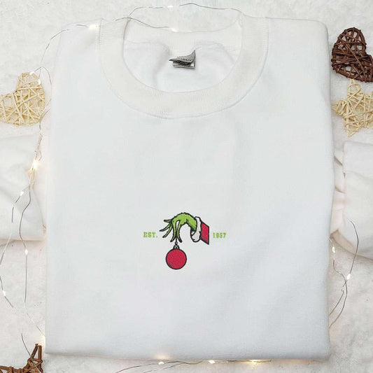 Whoville University Est 1957 Grinch Hand Embroidered Shirt Christmas Embroidered Hoodie Best Gifts For Family 1