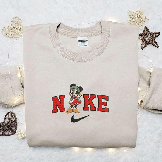 Vintage Lady Minnie Mouse x Nike Christmas Embroidered Sweatshirt Disney Characters Movie Merry Christmas Embroidered Shirt Best Christmas Day Gift Ideas