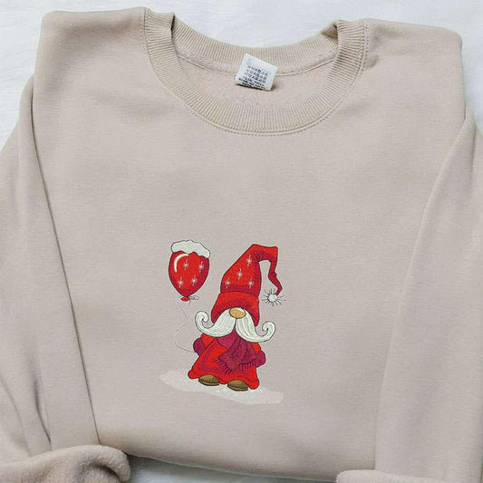 Winter Gnome With Balloon Embroidered Shirt Christmas Embroidered Hoodie Best Gifts For Family