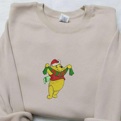 Winnie The Pooh Oh Joy Embroidered Shirt Disney Characters Embroidered Hoodie Christmas Embroidered Shirt
