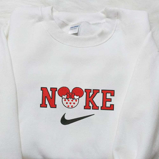Vintage Santa Minnie Mouse Reinder Cartoon x Nike Christmas Embroidered Sweatshirt Disney Characters Movie Merry Christmas Embroidered Shirt Best Christmas Day Gift Ideas